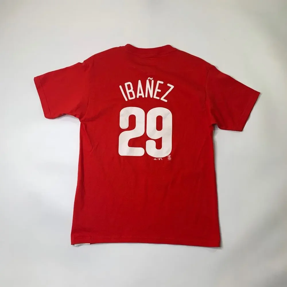 Philadelphia Phillies T Shirt Boys Youth L Large Raul Ibanez #29 MLB Majestic